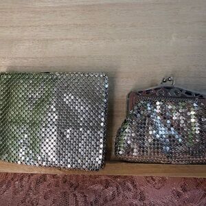 Vintage Whiting & Davis Silver Mesh Wallet and Coin Purse Set